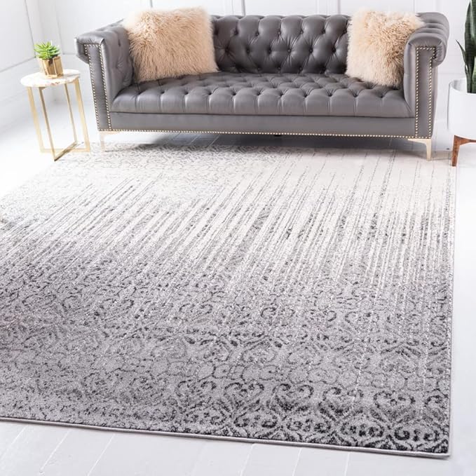 Unique Loom Del Mar Collection Area Rug - Jennifer (6' 1" Square, Gray/ Black)