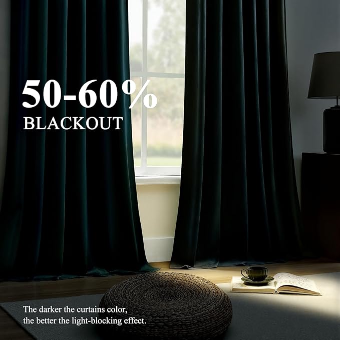AUSSPVOCT Sage Green Velvet Curtains 96 Inches for Bedroom, Thermal Insulated Super Soft Room Darkening Curtains Luxury Window Drapes for Living Room Nursery, Back Tab Rod Pocket, W52 x L96, 2 Panels