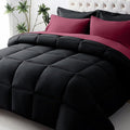 JOLLYVOGUE King Comforter Set, Ultra-Soft Bed in a Bag King Size 7 Pieces, Oeko-TEX Certified Bedding Set with Down Alternative Comforter, Sheets, Pillowcases & Shams, Burgundy & Black