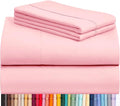 LuxClub 4 PC Sheet Set Bed Sheets Deep Pockets 16" Eco Friendly Wrinkle Free Cooling Machine Washable Hotel Bedding Silky Soft - Baby Pink King