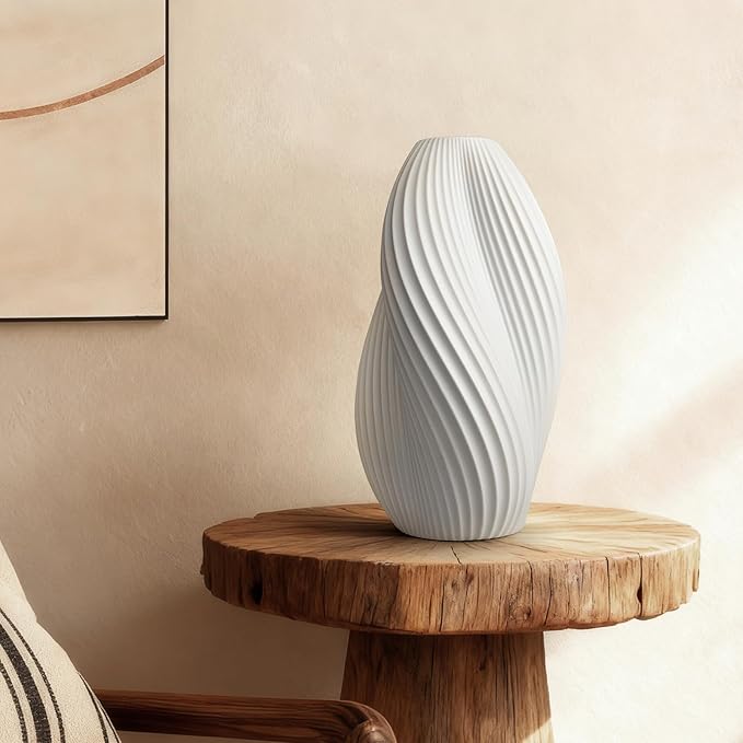 RONDURE 11.9" Modern Ceramic Table Lamp, Fully Dimmable Modern Bedside Lamps for Bedroom, Living Room and Nightstand, White Translucent Ceramic Shade, Warm Ambient Lighting, Corded, Bulb Included