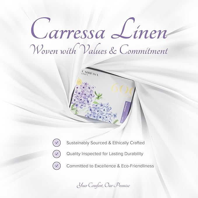 Carressa Linen Luxury Egyptian Cotton Queen Printed Sheet Set - 600 Thread Count Extra Long Staple 4 PC Set, Blossom Azure Queen Printed Sheets, Soft, Cooling Sheets Upto 18 in Deep Pocket
