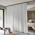 Room Divider Curtains Total Blackout Privacy Curtain Panel Room Thermal Insulated Noise Reduction Curtains for Bedroom Window Living Room Ceiling Track Curtain W 12.5 ft × H 8ft White