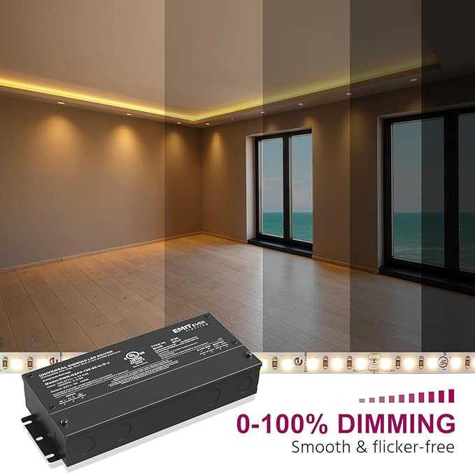 EMITEVER Dimmable Led Driver, 2 Packs 120W AC 110V-277V to DC 24V Transformer, 5-in-1 Dimming: ELV/MLV/TRIAC / 0-10V / 1-10V / 10V PWM/Potentiometer, Waterproof IP67 and UL Listed