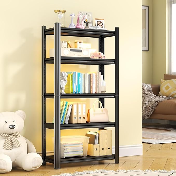 Storage Shelves, Garage Metal Shelving Unit, Adjustable, Double-Layer Column with Reinforced Ribs, Heavy-Duty, Capable of Bearing 3000 lbs, Suitable for Garage, Warehouse, Kitchen Storage