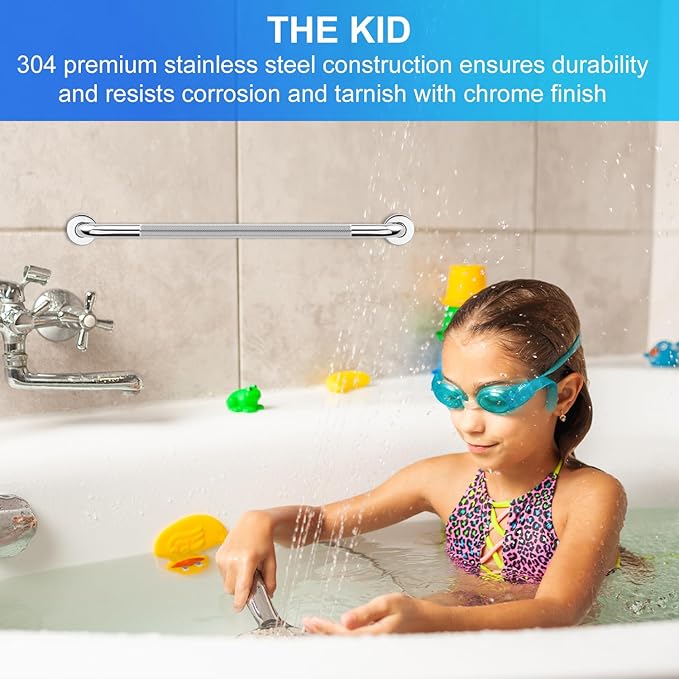 supregear Grab Bars for Bathtubs and Showers, Anti Slip Bathroom Grab Bars for Seniors, 304 Stainless Steel Safety Shower Handle, Toilet Handicap Elderly Assist Bathroom Wall Handle, 24 inch