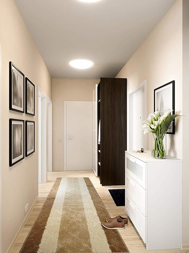 Custom Length Hallway Runner Rug,Slip Resistant,Trellis Beige, 26 Inch X 17 feet, Sold and Priced Per Foot