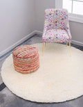 Unique Loom Solid Shag Collection Area Rug (8' Round, Pure Ivory)