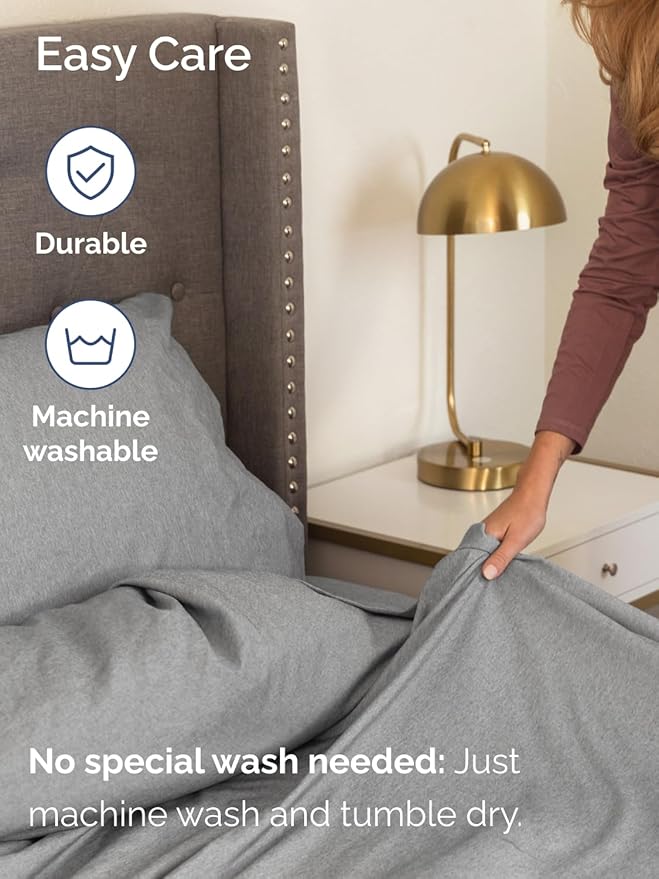 Extra Deep Twin Sheet Set - 4 Piece Breathable and Cooling Sheets - Hotel Luxury Bed Sheets Set - Easy Fit - Soft, Wrinkle Free and Comfy Sheets Set - Heathered Grey Sheet Set with Extra Deep Pockets