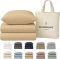 Cloud Scape Linen 100% Egyptian Cotton Sheets Twin Size, 3 Pieces Luxury Bedding Set, 400 Thread Count,Hotel Quality, Silky Soft, Breathable and Durable, Deep Pockets up to 15, Linen