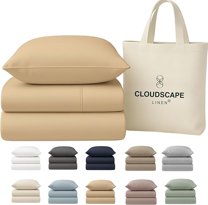 Egyptian Cotton Twin XL Size Sheets Set, 4 Linen
