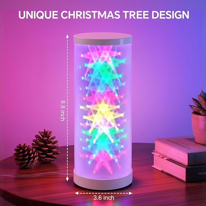 WORLD WIN Prism Glow RGB Table Lamp - Smart Color Changing Night Light for Bedroom, Living Room & Gaming Setup, 16 Million DIY Colors, App Control Lamp for Home Desk Decor (Christmas Tree, White)