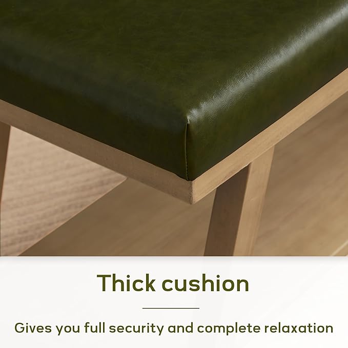 45" Entryway Bench Upholstered Storage Bench for Bedroom Shoe Rack Bench for Living Room, Hallway, Mudroom, Balcony, Sturdy Indoor Bench Seat Holds Up to 300 lbs (PU-Green)