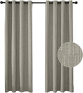 Jacquard Linen Curtains 96 inch Length 2 Panels Thick Faux Linen Blended Window Drapes Burlap Textured Curtains with Grommet for Living Room Bedroom Farmhouse (52x96 Light Khaki) Natural