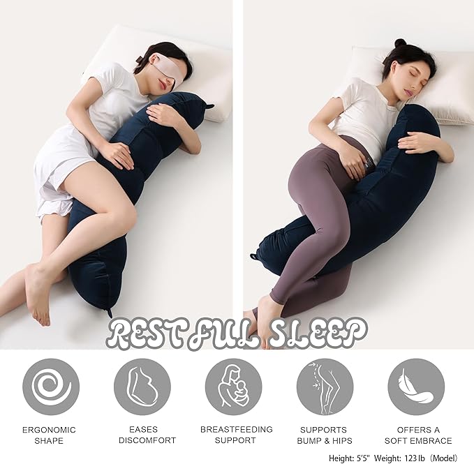 Peallow(Pat. Pend) – Long Round Body Pillow for Adults, Bolster Pillow for Sleeping, Soft and Supportive Pillow for Sleeping & Lumbar Support (Teal Blue,39")