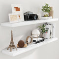 Fun Memories 55 Inch Floating Shelves for Wall Set of 2, 55x9.3 Large Floating Shelf for Bedroom, Kitchen, Bathroom, Wall Mounted Rustic Wood Shelves with Invisible Bracket for Books, Decor, White