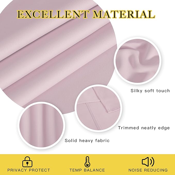 NICETOWN Blackout Patio Curtains 100 x 95 Inches Long for Sliding Door Extral Wide Blackout Curtain Panels Thermal Insulated Room Divider - Grommet Top, 100" W x 95" L, 1 Panel, Baby Pink