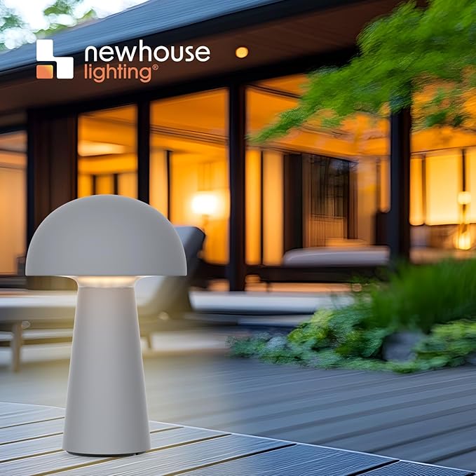 ‎Newhouse Lighting Capri, Fog Gray 2700K Dimmable Cordless USB-C Rechargeable Table Lamp NHTL-CA-GY, Cordless Desk Lamp for Living Room, Bedroom, Coffee Table, and Other Cozy Home Decor
