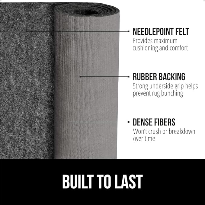 GORILLA GRIP Felt and Natural Rubber Stay in Place Slip Resistant Rug Pad, 1/8in Thick, 5x7 FT Protective Padding Under Area Rugs, Cushioned Gripper Pads, Carpet Runners, Hardwood Floors Protection
