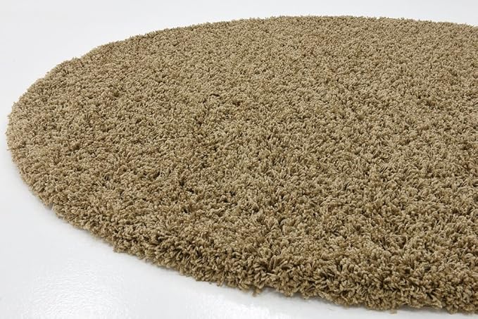 Unique Loom Solid Shag Collection Area Rug (6' 1" Round, Sandy Brown)