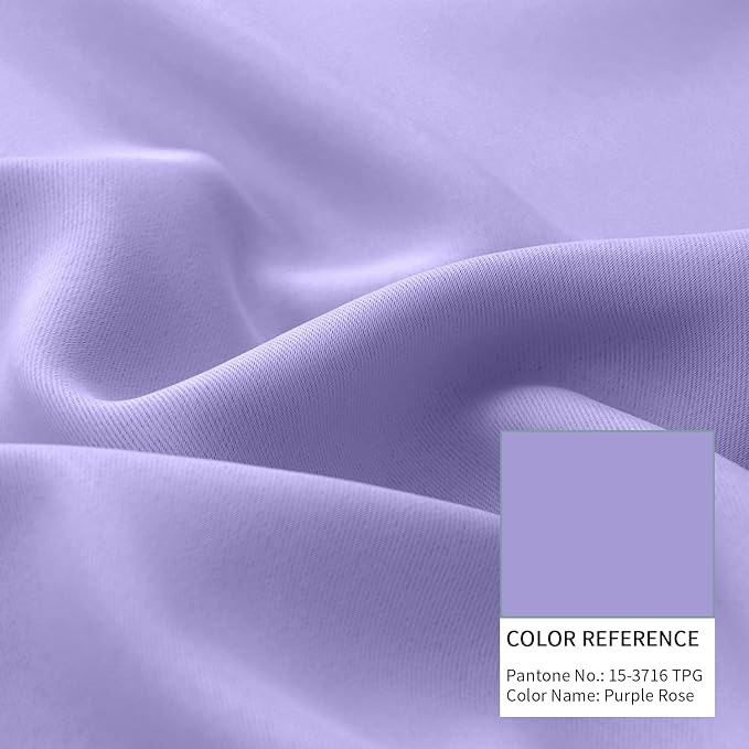 BGment Thermal Insulated 100% Blackout Curtains for Bedroom with Black Liner, Double Layer Full Room Darkening Noise Reducing Grommet Curtain (42 x 45 Inch, Lavender, 2 Panels)