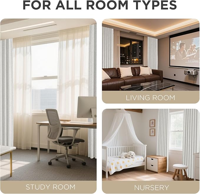 Joydeco Blackout Curtains for Bedroom - 100% Light Blocking 2 Panels Set White Drapes 66" W x 84" L, Thermal Insulated Room Darkening Curtains, Linen Textured for Living Room, Rod Pocket & Back Tabs