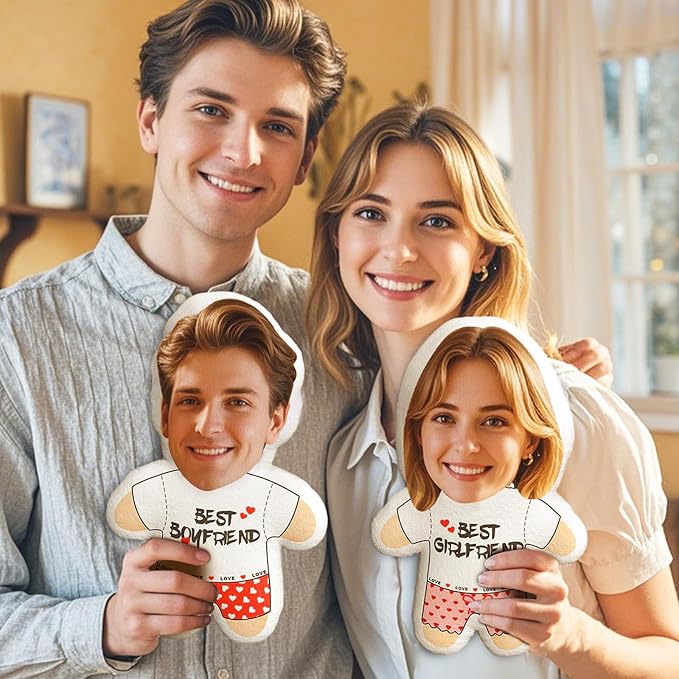 VEELU Custom Face Pillow Personalized Photo Body Pillows 3D Printing Head Body Shaped Pet Plush Stuffed for Home Sofa Decor Funny Valentine's Day Gag Gifts for Couples/Him/Her/Girlfriend/Boyfriend
