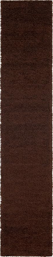 Unique Loom Solid Shag Collection Area Rug (2' 6" x 13' 1" Runner, Chocolate Brown)