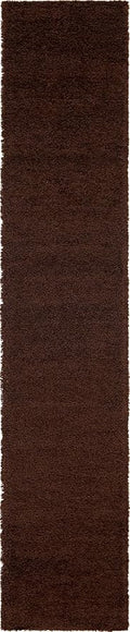 Unique Loom Solid Shag Collection Area Rug (2' 6" x 13' 1" Runner, Chocolate Brown)