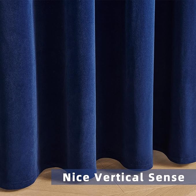 Joydeco Royal Blue Velvet Curtains 108 Inches Long, Luxury Grommet Blackout Curtain 2 Panels, Thermal Insulated Privacy Room Darkening Window Drapes for Bedroom Living Room Home Theatre (52Wx108L)