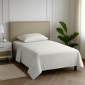 Carressa Linen Luxury Egyptian Cotton Twin Stripe Sheet Set - 600 Thread Count Extra Long Staple 3 PC Set, Twin Damask Sheets, Soft, Cooling Sateen Weave Striped Sheets Upto 18" Deep Pocket - Ivory