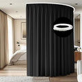 Room Divider Ceiling Mounted Curtains Track Sets Extra Wide Blackout Curtain Flexible Tracks for Bedroom Office Privacy Partition Separator, Black, W 12.5 x H 7ft