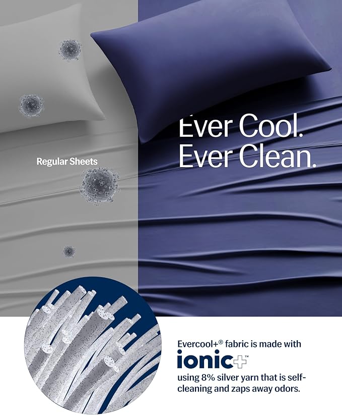 REST® Evercool®+ Top Sheet, Full/Queen Size, Midnight Blue, 93"X108" (1 Flat Sheet only)