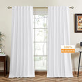 RYB HOME 100% Blackout White Velvet Curtains for Bedroom, Back Tab and Rod Pocket Thermal Insulated Room Darkening Curtains for Living Room Nursery, White, 52W x 108L, 2 Panels
