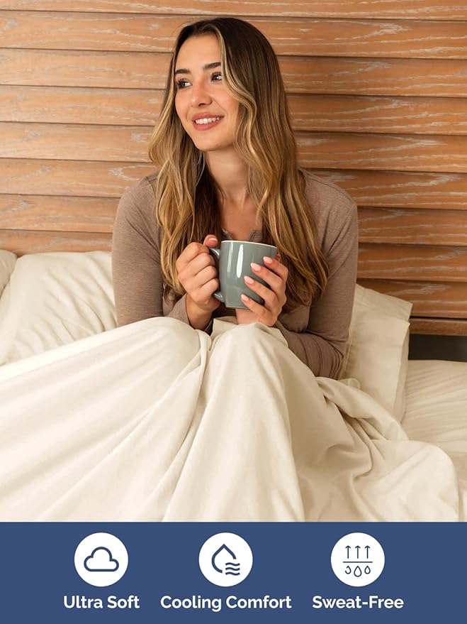 Extra Deep Split King Sheet Set - 7 Piece Breathable and Cooling Sheets - Hotel Luxury Bed Sheets Set - Easy Fit - Soft, Wrinkle Free and Comfy Sheets Set - Off White Sheet Set with Extra Deep Pockets