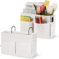 Retyion Bedside Hanging Storage Basket Headboards Bunk Beds Dorm Rooms Organizer Caddy for Storage (2Pack White)