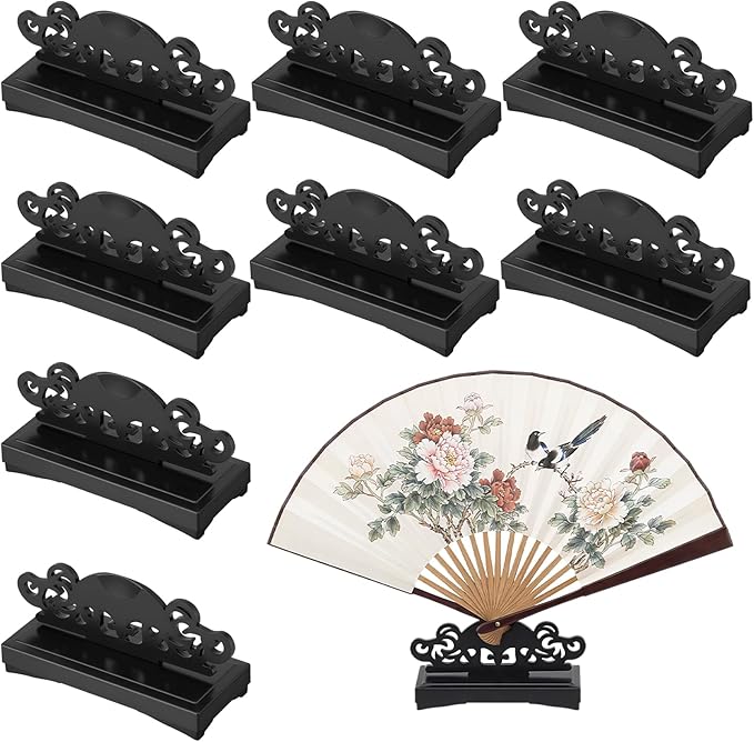 AceOrbit 8 Pcs Fan Stand Holder Plastic Hand Fan Display Stand Base Japanese Chinese Folding Fans Storage Rack for Home Office Shop Decoration