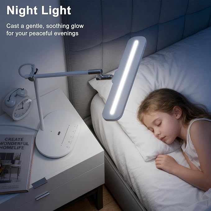 LED Desk Lamp with CRI 98, Advanced Eye-Caring Bright Desk Light for Crafting, Home Office & Kids Studying, Multi-Angle Adjustable, Dimmable Full Spectrum with Touch & Gesture Control