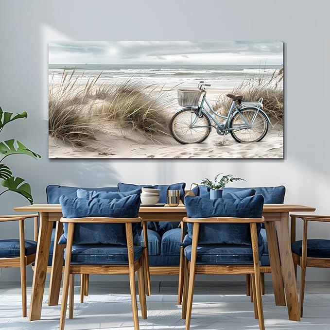 ERQINHUA Large Wall Canvas Picture Aesthetics Painting With Printed Wall Art For Restaurant Marine Beach Landscape Painting Wall Decor For Office Living Room Bedroom Home Decoration 30 X 60 Inches