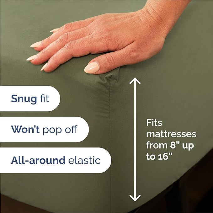 Split King 7 Piece Sheet Set - Cooling & Breathable - Hotel Luxury Bedding, Includes Fitted Sheets for Women, Men, Kids & Teens - 1 Flat, 2 Fitted Sheets, 4 Pillowcases w/Deep Pockets - Sage Green