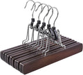 Amber Home Wooden Pants Clip Hangers 10 Pack, Skirt Hangers with Non Slip Padded Velvet, Smooth Finish Solid Wood Jeans/Slack Hanger，Clamp Hangers in Antique Color