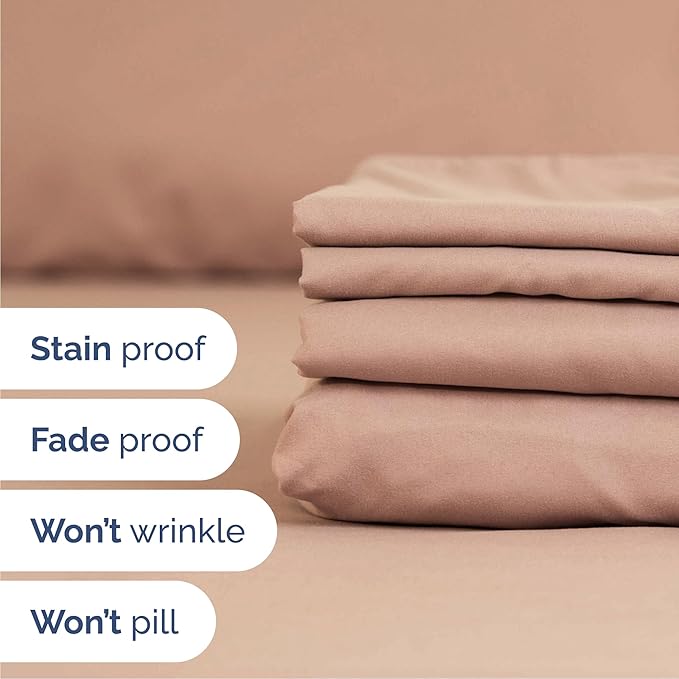 Cal King 6 Piece Sheet Set - Cooling, Comfy & Breathable - Hotel Luxury Bedding, Includes Fitted Sheet for Women, Men, Kids & Teens - 1 Flat, 1 Fitted Sheet, 4 Pillowcases with Deep Pockets - Mauve