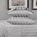 URBANHUT 800 Thread Count 100% Cotton Damask Queen Size Sheets, 4 Piece Striped Queen Size Bedsheets, Luxury Hotel Sheets Sateen Weave - Better Than Egyptian, 16" Elasticized Deep Pocket- Silver Grey