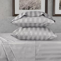 URBANHUT 800 Thread Count 100% Cotton Damask California King Size Sheets Set, 4 Piece Striped Cal King Size Bedsheets, Luxury Hotel Sheets Sateen Weave, 16" Elasticized Deep Pocket- Silver Grey