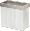 Gatco Modern Rectangle Wastebasket, White Oak/Satin Nickel Lid - Stainless Steel Trash Can with Removable Lid, Leakproof, 3 Gallon Capacity for Bathroom, Bedroom, Kitchen, or Office