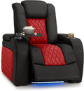 Seatcraft Diamante Zero-Gravity CoolZero Italian Leather Home Theater Seating, Power Headrest, Power Recline, Single Recliner, Black/Red