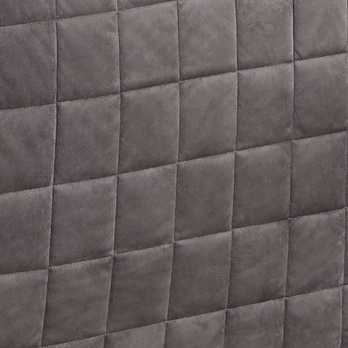 Touch of Class Camden Luxury Bedding | Neutral Charcoal Gray Color | Grande Fitted Bedspread | Faux Suede Box Quilted Design | Designed 3 Piece Set Includes King Bedspread and 2 King Shams