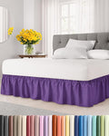 Wrap Around Dust Ruffle Bed Skirt - Purple - Twin/Twin XL Size Beds with 21 Inch Drop - Easy Fit Elastic Strap - Adjustable Pleated Bedskirt w/Brushed Fabric - Wrinkle Free - Women, Men, Kids & Teens