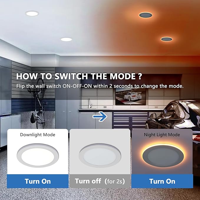 CycevSun 12 Pack 8 Inch LED Recessed Lighting with Night Light, Canless Wafer Downlight Ultra Thin, Dimmable & 5CCT Selectable, 15W, 1350LM, ETL, 120-277V, 8.2Inch Cutout