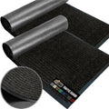 GORILLA GRIP Waterproof Traffic Guard Door Mat, 2 Pack Heavy Duty Entryway Mats, Strong Rubber Back Commercial Utility Rugs for Office Hallway, Garage Floor and Home, Low Profile Carpet, 35x23, Black